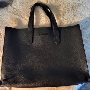 Coach Black Pebble Leather Briefcase Bag